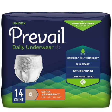 FIRST QUALITY PV-514 Prevail Absorbent Underwear Extra Pull On X-Large Disposable Moderate Absorbency (CS)