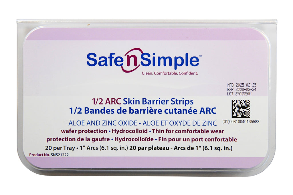 Safe N Simple SNS21222 1" 1/2 Arc Skin Barrier Strips with Aloe and Zinc Oxide