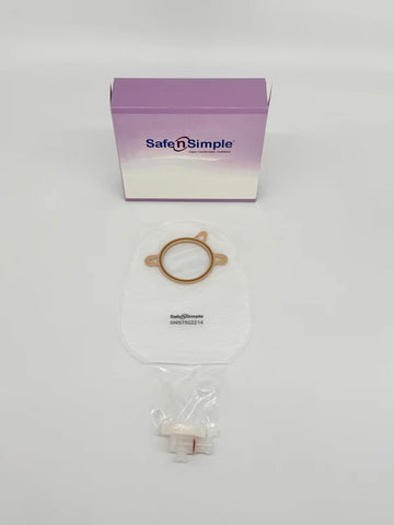 Safe N Simple SNS7502214 9" Urostomy 2-Piece Pouch Transparent 2-1/4" Flange with Valve and Belt Tabs