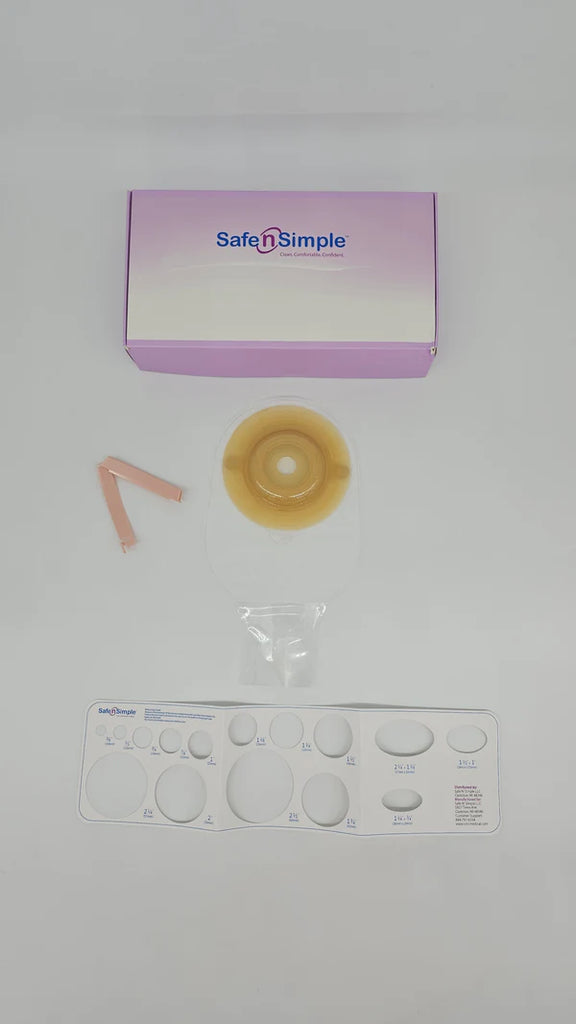 Safe N Simple SNS7612198 12" Drainable 1-Piece Pouch Extended Wear Convex Transparent 3/4" Pre-Cut Stoma opening with standard curved tail closure and Belt Tabs