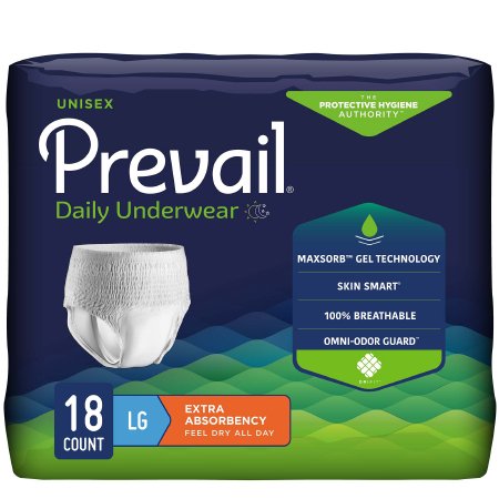FIRST QUALITY PV-513 Prevail Absorbent Underwear Extra Pull On Large Disposable Moderate Absorbency (CS)