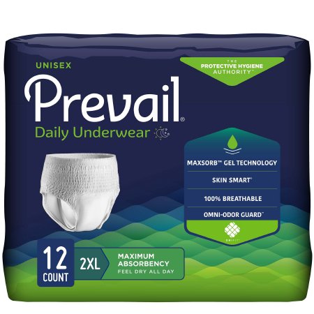 FIRST QUALITY PV-517 Prevail Absorbent Underwear Pull On 2X-Large Disposable Heavy Absorbency (PK)