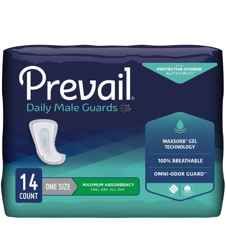 FIRST QUALITY PV-811 Prevail Bladder Control Pad 13 Inch Length Moderate Absorbency Male (PK)