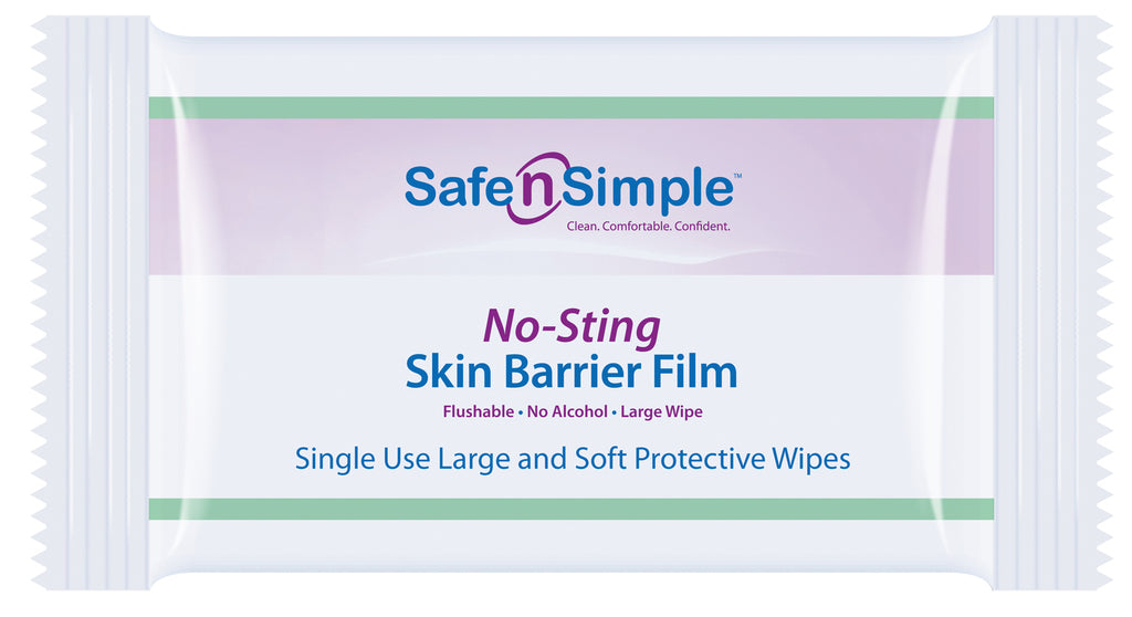 SAFE N SIMPLE SNS00807 No-Sting Skin Barrier Film Large Wipes 5x7